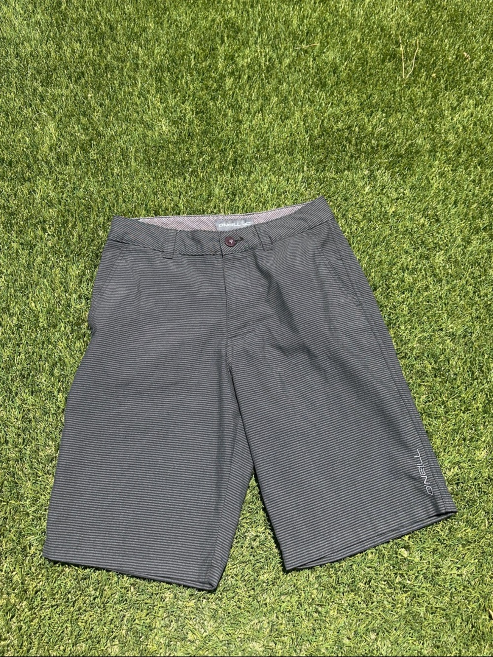 O'Neill Men's Charcoal Micro-Stripe Flat Front Shorts